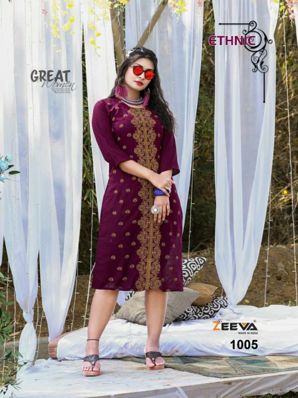 Zeeva Ethnic Rayon Slub Designer Kurti Collection